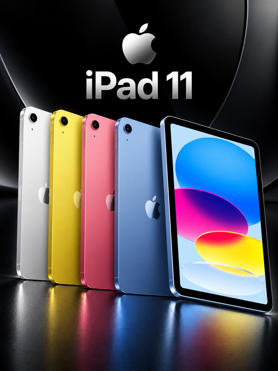 iPad 11, disponível em Amarelo, Rosa, Prata, Azul